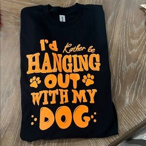 Gildan Black ‎ Dog T-Shirt with Orange Print